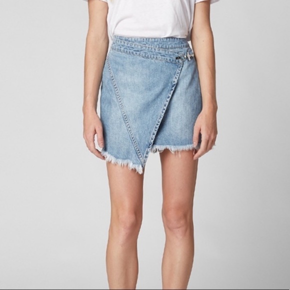 BLANK NYC Little Secret Denim Mini Skirt Raw Hem - Picture 2 of 8